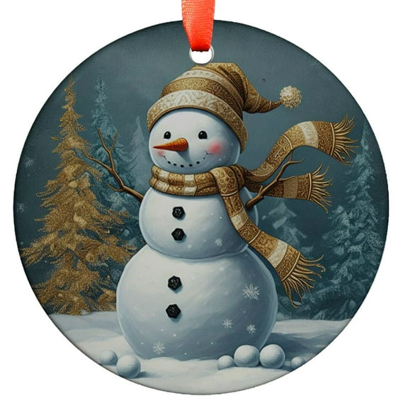 Snowman Ornament, Winter Holiday Decor, Christmas Tree Ornament, Festive Decoration, Seasonal Gift Idea, Ornament exchange, Christmas gift, Holiday Keepsake, Xmas Tree Hanging Deco