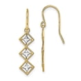 thumbnail image 4 of 14k Yellow Gold with Rhodium Fancy Diamond Cut Dangle Wire Earrings, 4 of 7
