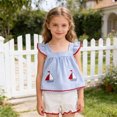 thumbnail image 4 of UngA Summer Clothes for Toddler Baby Girl 3 6 12 18 24 Months 2T 3T 4T 5T Girls Outfits Sleeveless Ruffle Dress Tops and Shorts Clothing Sets(Blue,2-3 Years), 4 of 7