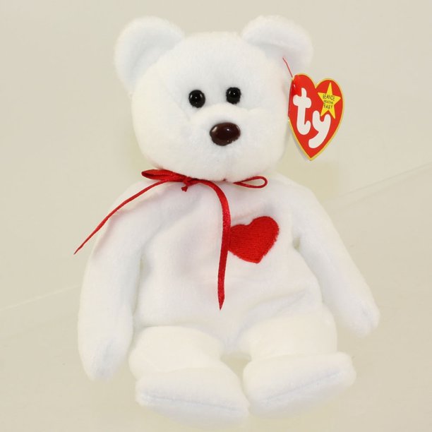 TY Beanie Baby - VALENTINO the BEAR (PVC Pellets Tush Tag & Spelling