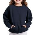 thumbnail image 3 of Ugoldhm Boys Girls Fall Sweatshirts Solid Color Loose Fit Casual Pullover Shirts with Pocket Winter Outerwear, 3 of 6