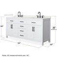 thumbnail image 4 of Beckett 72" White Double Vanity & Giotto Quartz Top (3-Hole) & Black Trim, 4 of 5
