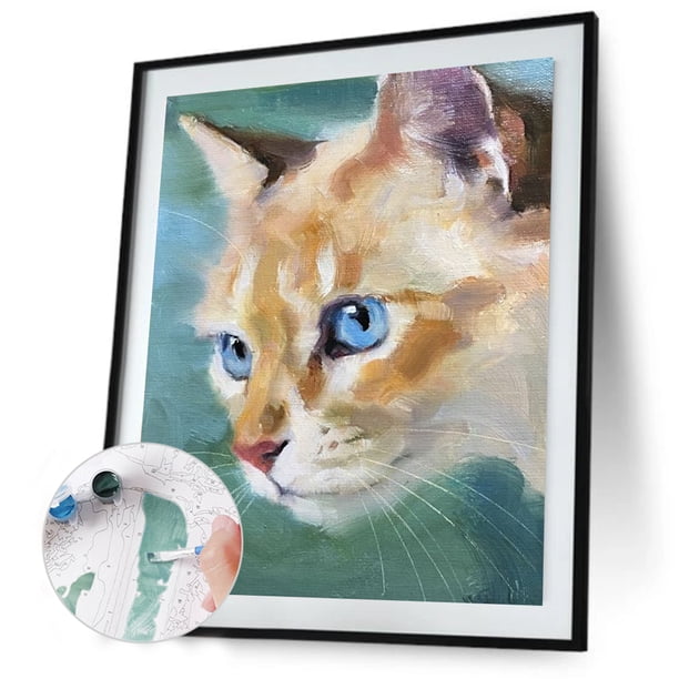 TUDOUTU Pintura Por Números Gatito En La Ventana – Kit De Lienzo Con Marco De 40x50 Cm Para Adultos Y Principiantes (Pintura Acrílica DIY)