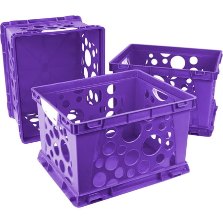 - Storex Large Storage and Filing Crate with Comfort Handles, Red/White, 3-Pack