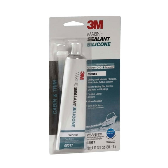 3m 08017 Marine Grade Silicon Sealant, White / 3 Oz.
