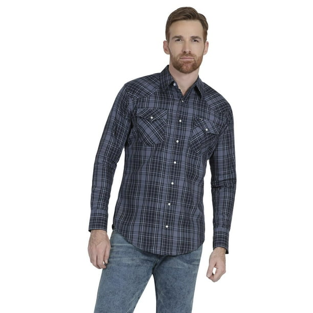 Camisa Vaquera Hombre Wrangler Regular Fit Manga Larga 874 azul G