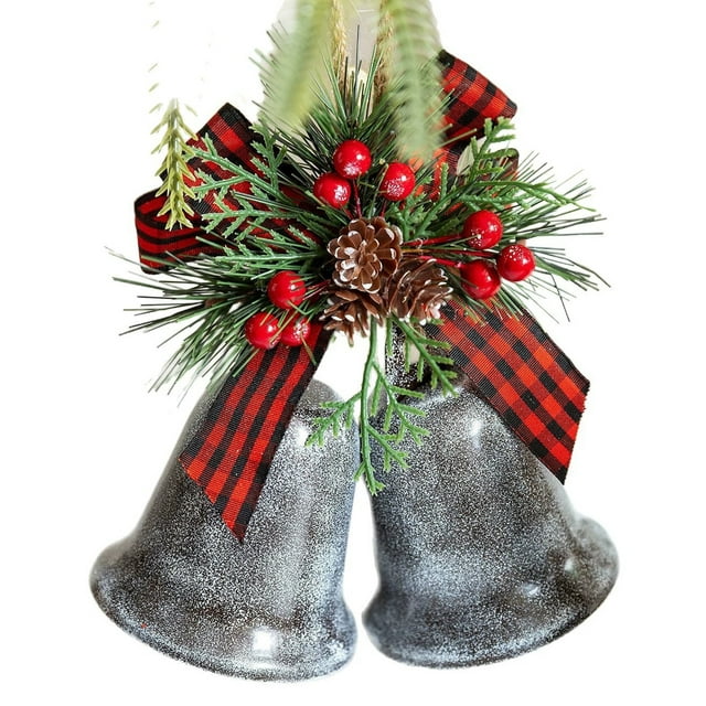 Advancent Campana navideña decorativa de diseño armonioso. Duradera y resistente. El cordón produce sonido fácilmente. Ideal para balcones, Kits de decoración para fiestas Gris plateado