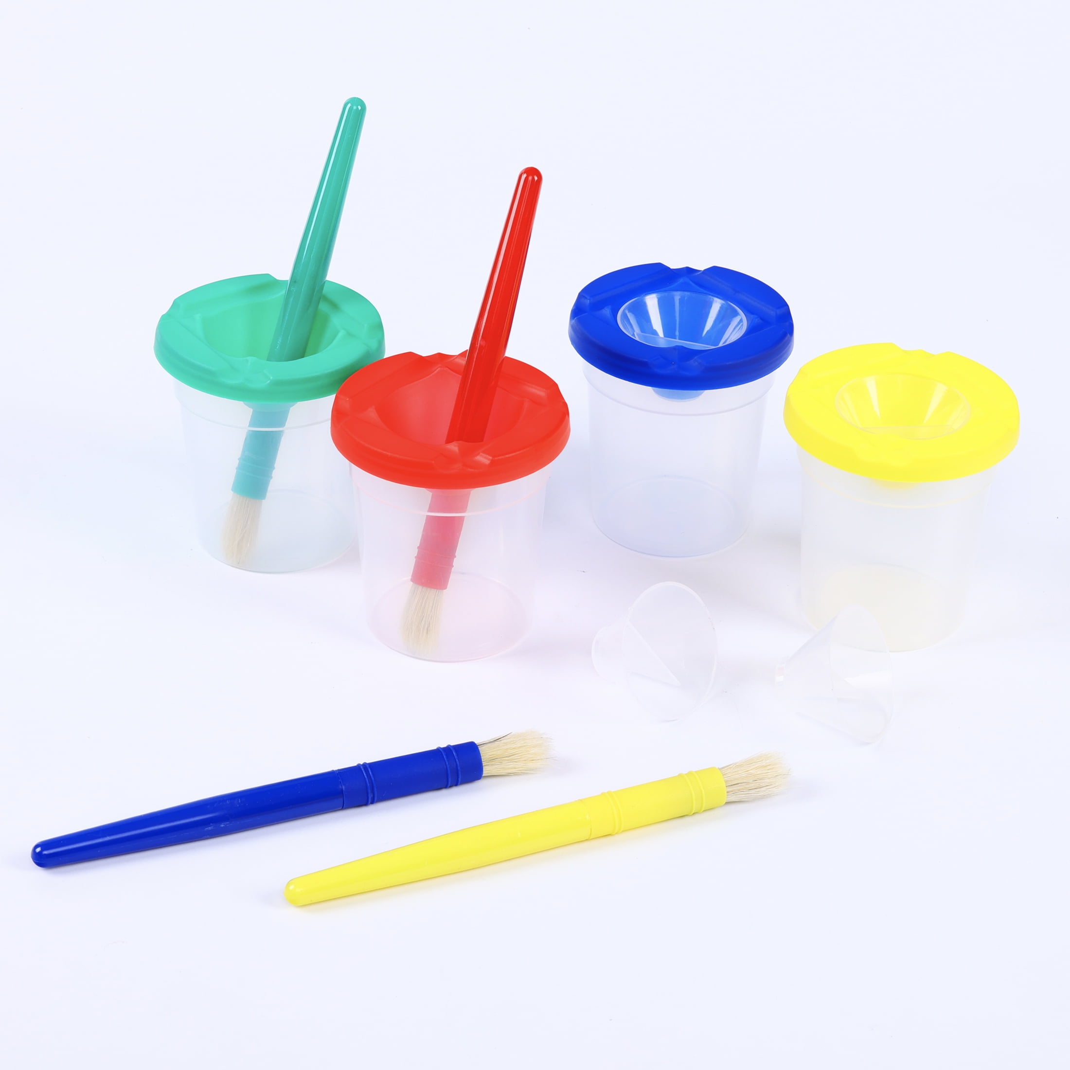 26 Pcs Paint Cups with Lids No Spill Paint Cups with Paint Brushes