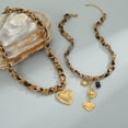 thumbnail image 5 of NICKSUN 18K Gold Plated Stainless Steel Leopard Fabric Woven Heart Pendant Necklace, Trendy Mixed Chain Retro Clavicle Jewelry for Women, 5 of 7