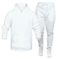 thumbnail image 2 of Men's Winter 2-Piece Set, Solid Color Long Sleeve Hooded Drawstring Sweatshirt and Sweatpants, Casual Lounge Wear For Cold Weather Comfort,White,XL, 2 of 5