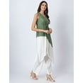 thumbnail image 3 of Moomaya Exclusive, Sleeveless Solid Color-Block Kurta with Pants, Asymmetric Indo-Western Coord Set, 3 of 9