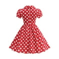 thumbnail image 4 of LTTVQM Girls Summer Dresses 11-12 Retro Polka Dots Polo Dresses Loose Fit Collared Midi Dresses Soft Short Sleeve A-Line Dresses Red 11-12, 4 of 7