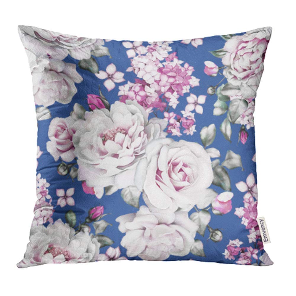 ARHOME Flowers and Leaves on Navy Blue Watercolor Floral Pattern Rose