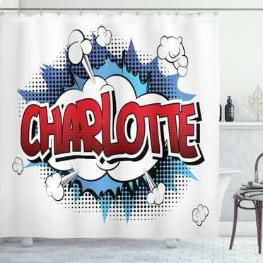 Ambesonne Charlotte Shower Curtain, Female Name Cartoon, 69"Wx84"L, Multicolor