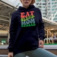 thumbnail image 2 of Eat Sleep Mom Reread, Life of a Mother Themed, Groovy Retro Wavy Text Merch Gift, Navy Blue Hooded Sweatshirt or Hoodie, Large, 2 of 5