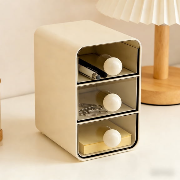 Desktop Organizer with Clear Drawers, Stackable Desk Storage for Office Supplies, Stationery and Journal Holder, Compact Shelf Unit for Dormitory, Vanity, and Study Room Organization Solutions