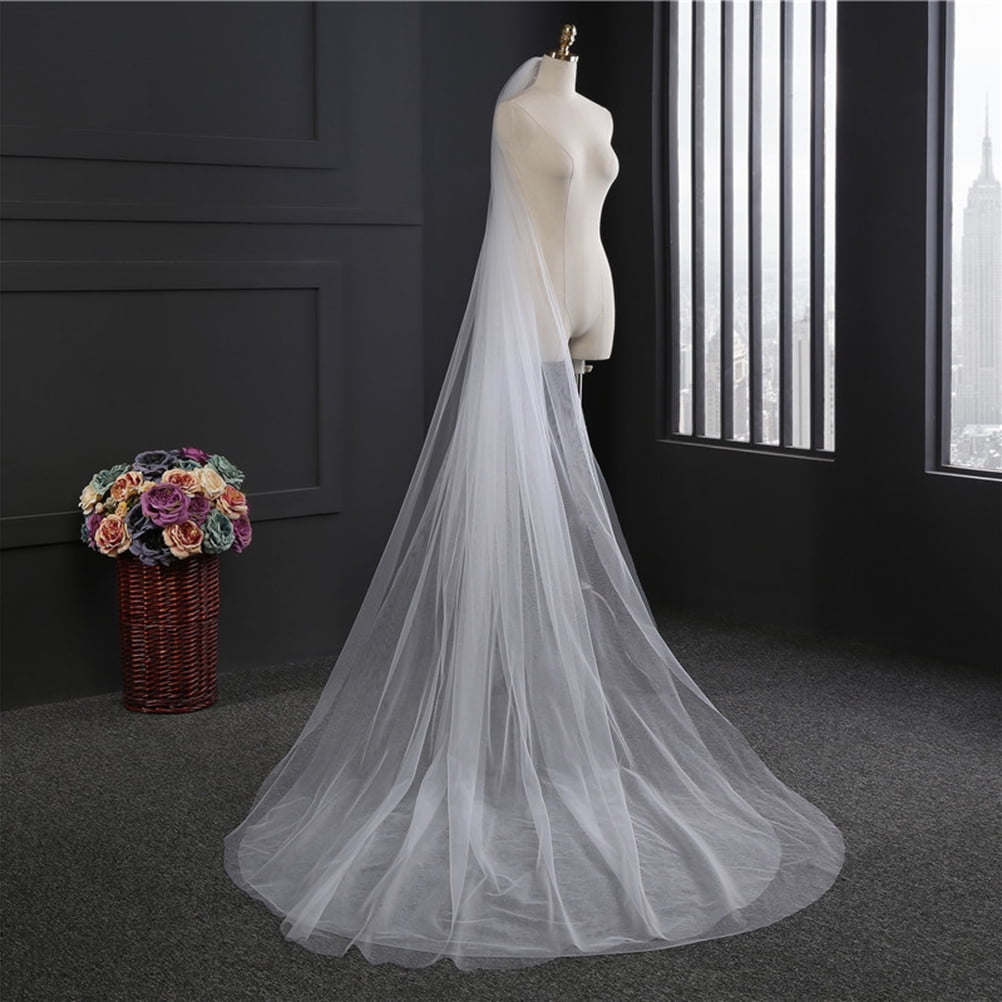 Long Wedding Veil Double Layer Tulle Cathedral Chapel Floor Veils with Hair  Side Comb for Bride (White) - Walmart.com