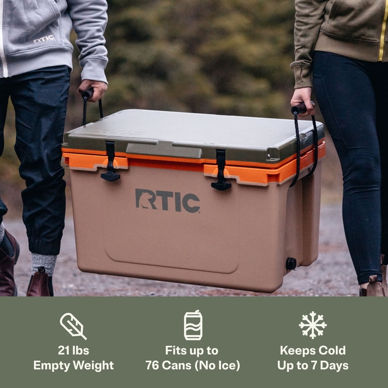 RTIC, Hard-Sided Ice Chest Cooler, 52 Qt, Fits 76 Cans, Grey