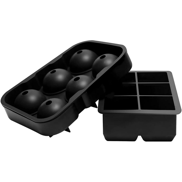 2pcs/set Ice Cube Tray With Silicone Ice Ball Molds, 4.5cm Round