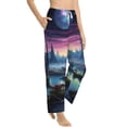 thumbnail image 3 of Cauagu Fantasy Landscape Starry Night Pajama Pants for Women Loose Fit Wide Leg Trouser Pants Casual Elastic Waist Drawstring Lounge Pants, 3 of 6