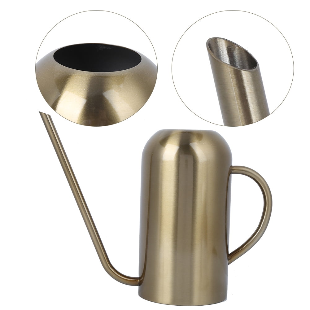 Suodoka 1.5L Gold Stainless Steel Watering Can with Long Spout (1.5 Liters / 50.7 oz) Elegant Garden Watering Pot for Indoor Outdoor Plants Home Irrigation Tool