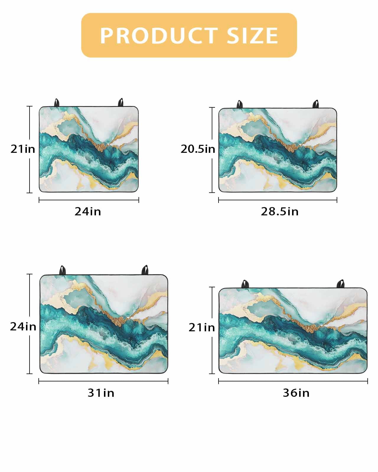 nqOlkjepod Large Induction Cooktop Protector Mat 36"x21", Abstract Marble Stove Top Covers for Electric Stove, Turquoise Abstract Golden Foil Texture Stove Burner Cover Mats, Glass Top Stove Cover
