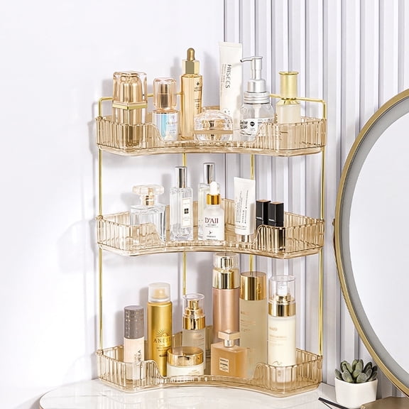 Garmic 3-Tier Bathroom Counter Organizer Countertop Storage Organizer Makeup Organizer Space Saving Vanity Trays – Gold