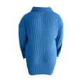 thumbnail image 5 of Women's Collared Long Sleeve Tops Loose Ribbed Knit Tees Basic Pullover Top (Blue XXL), 5 of 5