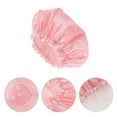 thumbnail image 3 of Unique Bargains 1 Pc Durable Shower Cap for Business Travel Pink Polyester Pongee PEVA, 3 of 6