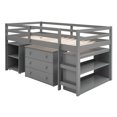 thumbnail image 6 of Harper & Bright Designs Twin Loft Bed Low Study Twin Size Bed with Cabinet and Rolling Portable Desk (Grey), 6 of 14