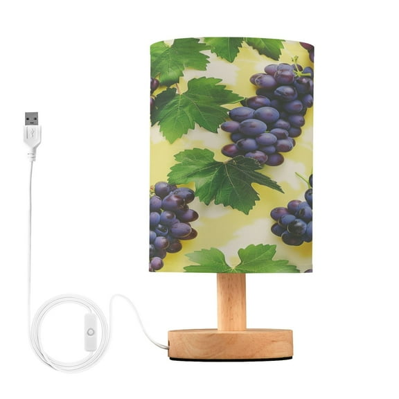 Grapes Fruit Bedside Table Lamp Desk Warm Lights with USB Charging Port Cylinder LED Lamps for Bedroom Living Room Office