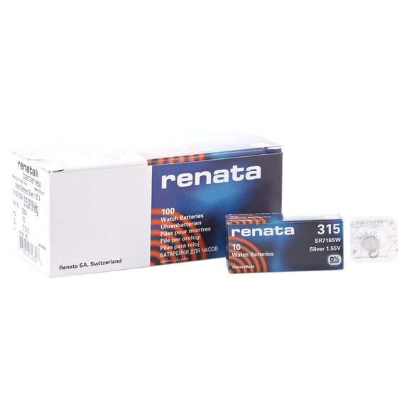 Strip of 10 Genuine Fresh 315 SR716SW Swiss Made Silver 1.55v Batteries, Precision Battery from Renata, Considered to be the Best Batteries in the.., by Renata
