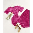 thumbnail image 6 of Women's V Neck Wrap Velvet Maxi Dress Bell Sleeve Split Bridesmaid Cocktail Party Dress, 6 of 8