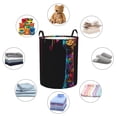 thumbnail image 4 of Balery Neon Psychedelic Giraffe Cesta de ropa redonda con asas, impermeable, independiente, para ropa, juguetes, dormitorio y familia-Small, 4 of 6