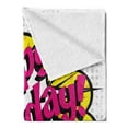 thumbnail image 2 of Birthday Soft Flannel Fleece Throw Blanket, Pop Art Comic Book Style Design Lettering Blast Effect with Dots Illustraiton, Cozy Plush for Indoor and Outdoor Use, 60" x 80", Multicolor, by Ambesonne, 2 of 5