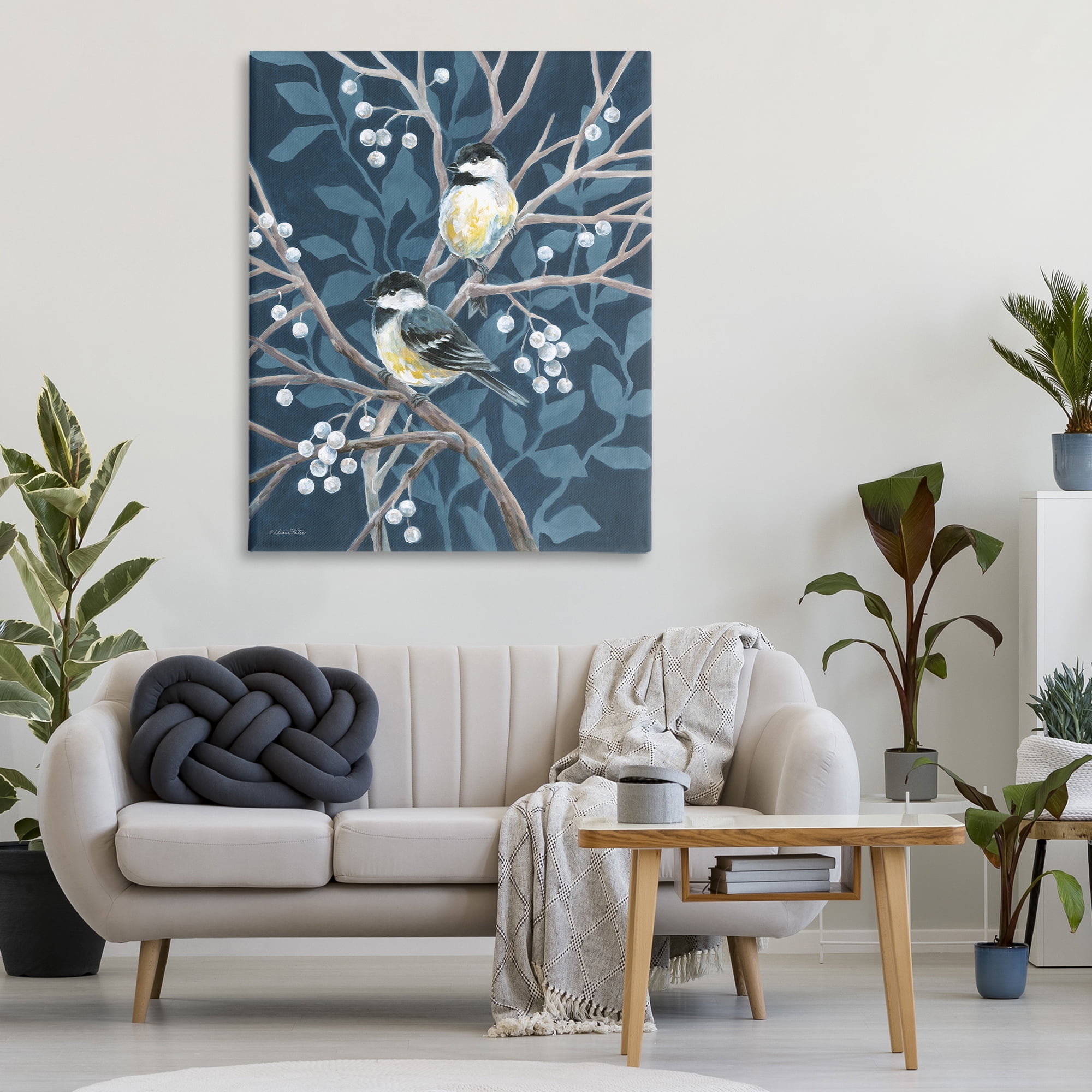Stupell Industries Chickadees on Winter Berries Canvas Wall Art, design by Diane Kater
