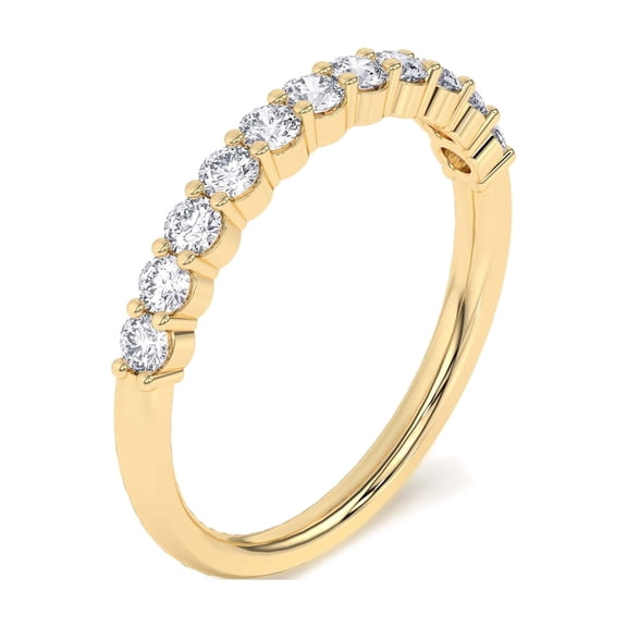 DewberryDiamonds 1/2 Carat Round Lab Grown Diamond Half Eternity Wedding Band For Women | 14K Solid Yellow Gold VS/FG IGI Certified Diamond Anniversary Stackable Ring Size 7