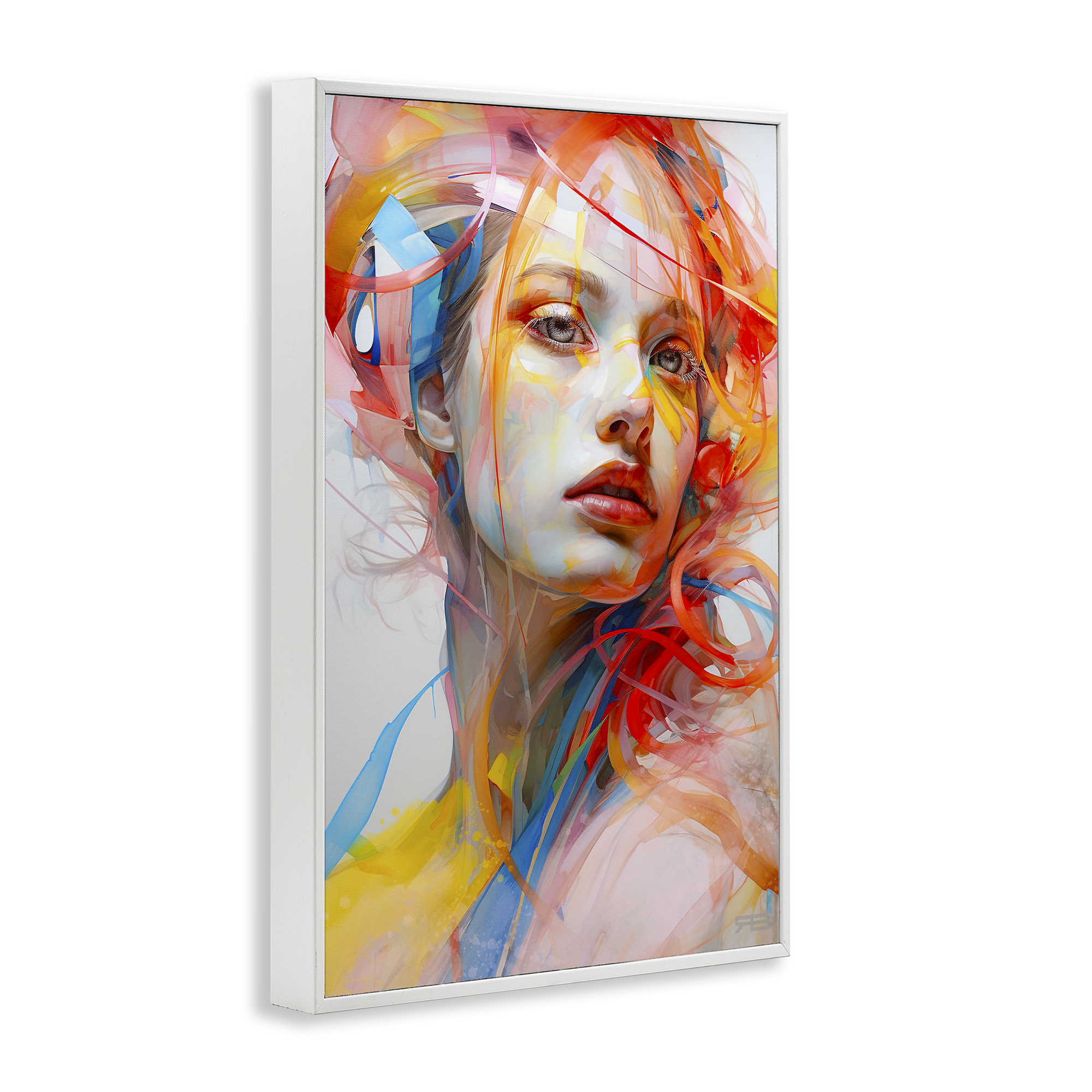 Stupell Industries Swirling Hair Portrait Novelty Painting White Framed Art Print Wall Art, 12 x 18