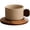 A, variant on 250ml Stoneware Mug Set for Pour Over Geometric Handle 8.5 oz capacity, wood coaster, for latte tea home cafe, adult, vintage retro handcrafted, rustic sesame glaze, gift