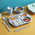 thumbnail image 4 of 6-Piece Set of Wheat Straw Tableware, Anti-Fall Cartoon Children's Plate Bowl, Spoon and Fork Set, Cartoon Rice Bowl. (Pink), 4 of 5