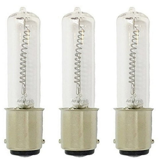 (3)-Bulbs 50 Watt JD Type BA15D 50W DC Bayonet Base T4 Halogen Light Bulb, CLEAR 50Watts Anyray A1782Y