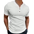 thumbnail image 6 of Mens Henley Shirts Short Sleeve Waffle Casual Tees Summer Athletic Work Gym T Shirts, 2XL, 6 of 7