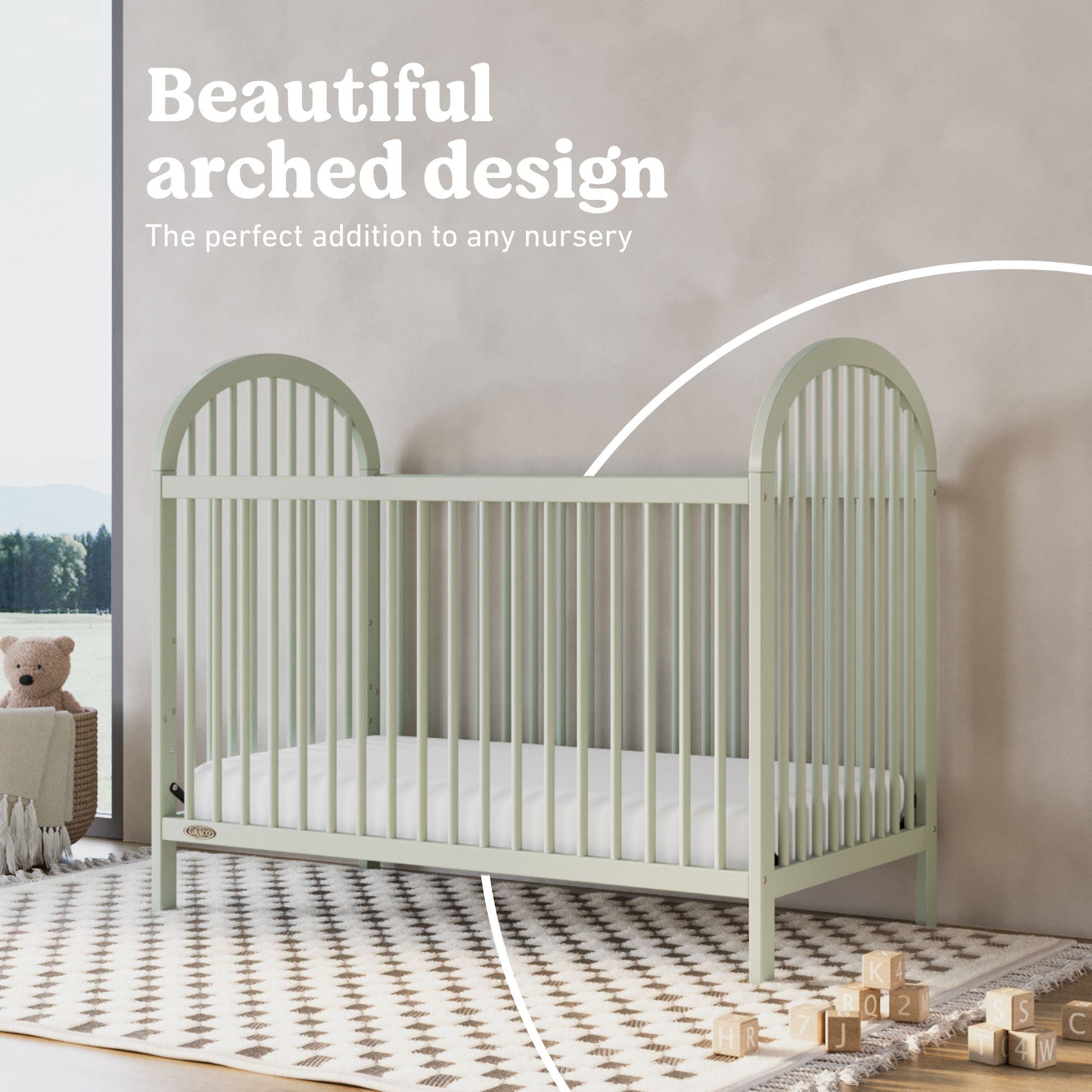 Graco Olivia 3-in-1 Convertible Baby Crib, Sage