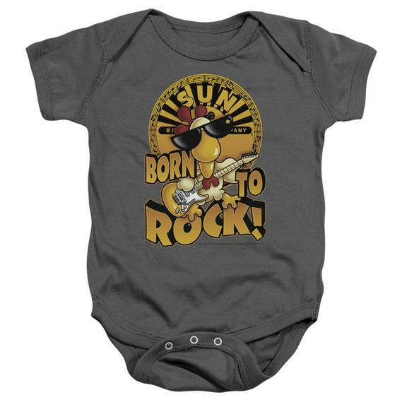 Sun Records Baby Boys' Born To Rock Bodysuit 6 - 12 Months Grey