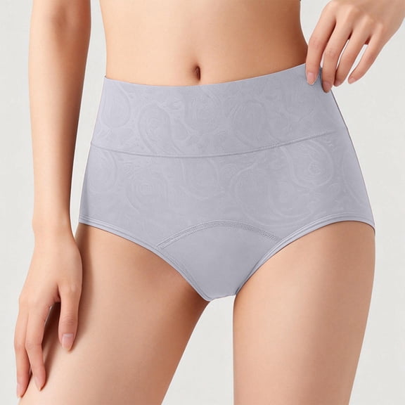 ZNQHFRE Women Menstrual Panties High Waisted 3 Layer Breathable Leakproof Period underwear Silver L