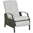 thumbnail image 1 of Outsunny Outdoor Rattan Recliner with Adjustable Back Footrest and Cushion, 1 of 10