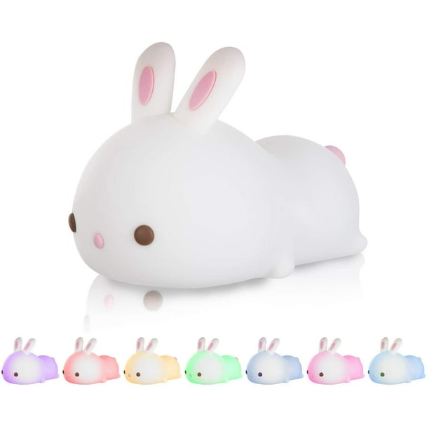 Veilleuse lapin en silicone pour chambre d'enfant, lampe lapin mignonne,  cadeaux pour filles et garçons