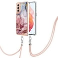 thumbnail image 2 of Feishell for Samsung Galaxy S21 Case with Detachable Crossbody Strap, Fashion Marble Pattern Glossy Cover for Women Girls, Slim Fit Anti-Scratch Phone Case for Samsung Galaxy S21,Rose-carmine, 2 of 7