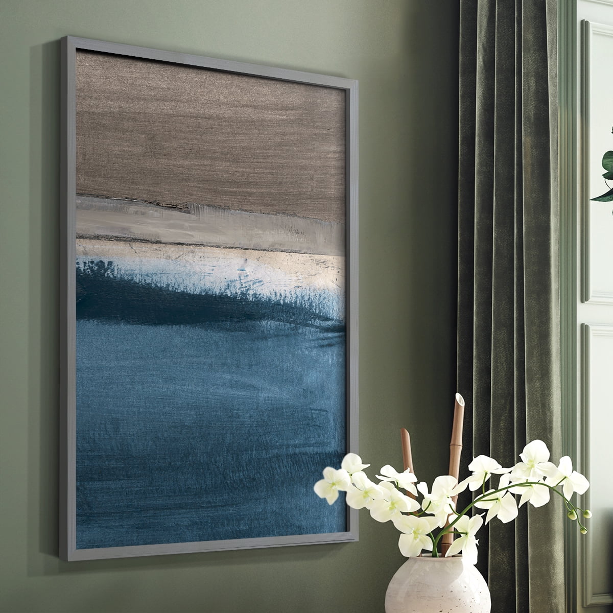 Midnight Sky II in Gray Solid Wood 11 x 14 Framed Print