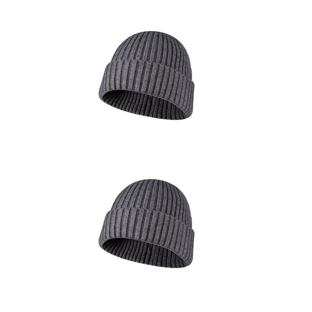 Sonducket Adultos Beanie Chic Keeping-warm Hat Outdoor Women Men Knit Hats Knitted Craft Caps Headgear para el invierno usando gris Gris 2piezas